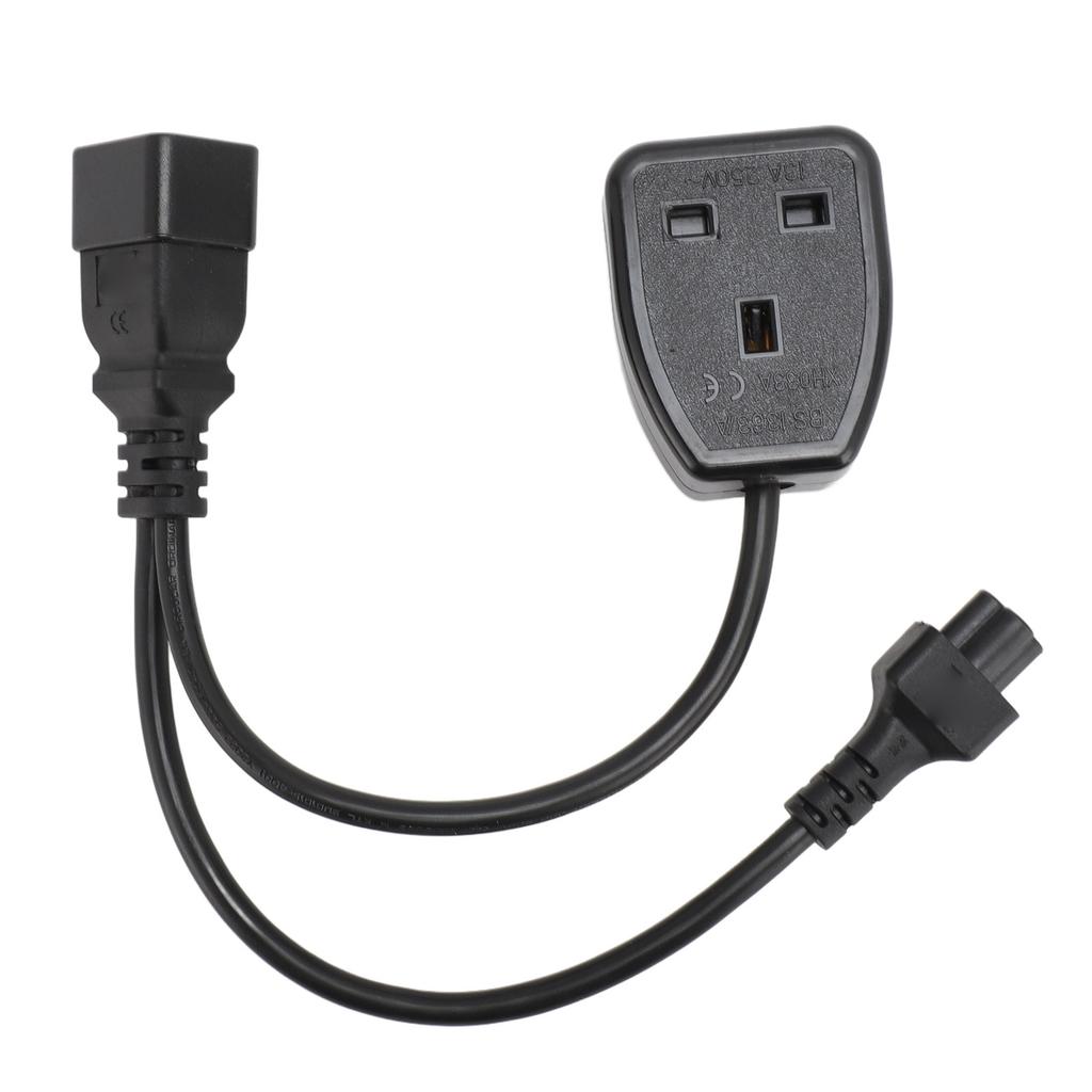IEC320 C20 to C5 Cable Male to Female 1 in 2 Out Y Splitter Adapter Power Cord for Desk Lamp