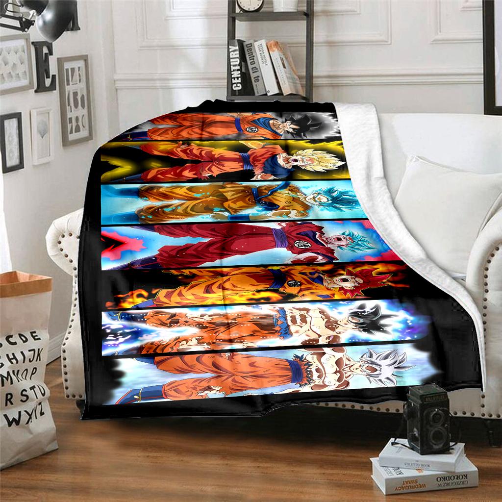 1 шт. Фланелевое одеяло с принтом Dragon Ball Super, Высокое качество, Для всех сезонов, Декор для дома, Тепло и уют, Идеально для рождественских подарков