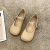 Поздний вечерний бриз, нежный, мягкая подошва, туфли Мэри Джейн, женские, лето 2025, новые, ретро, с неглубоким носком, универсальные, ленивые туфли-бобы