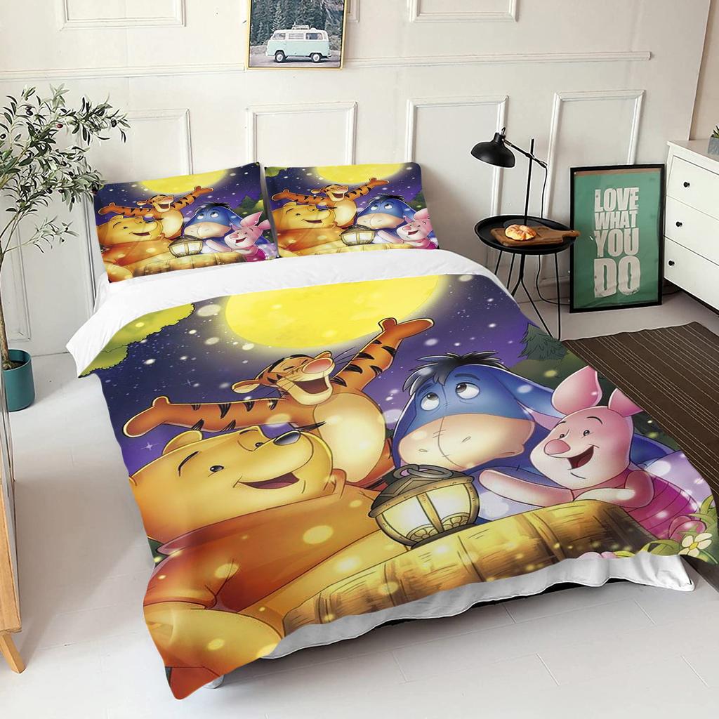 Comforter Winnie The Pooh Bear Bedding Set Queen With 3D Children'S Bedding Set Universal Suitable For Children