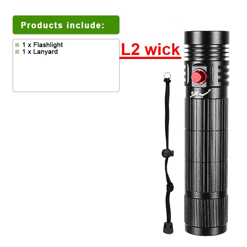 Фонарик для дайвинга высокой мощности L2 с фитилем, 4 режима, регулируемый водонепроницаемый фонарь, рабочий свет для подводной рыбалки, фонарик для рыбалки