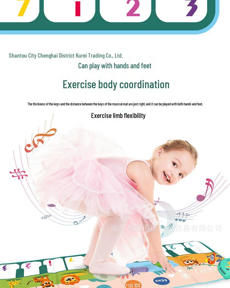 Детский напольный музыкальный коврик-пианино - Развивающий многофункциональный коврик для ползания и игр для детей