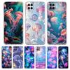 Мягкий чехол для Samsung Galaxy A25 A23 A22 A52S A52 A55 A72 A41 A31 A13 A11 Прозрачный чехол для телефона Розовый медуза Океанический узор