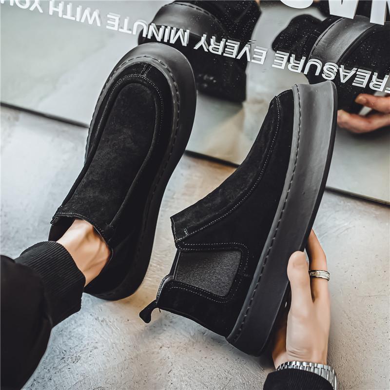 Обувь мужская осенняя обувь в гонконгском стиле с высоким берцем, на толстой подошве, с одной педалью, в стиле ретро, повседневная, универсальная, для отдыха на открытом воздухе, удобная обувь для сноуборда