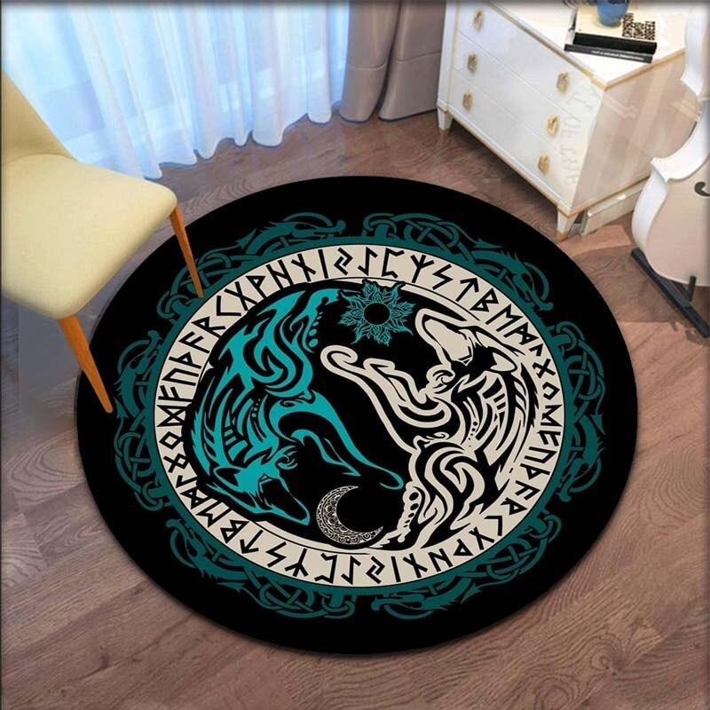 Коврик с рисунком викингов, круглый напольный коврик, ковер для гостиной, ковер для ванной комнаты, кухонный коврик, кухонный коврик, Tapetes