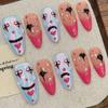New Arrival Handwork Almond Summer Romantic 3D Flowers Butterfly Fake Nails Sticker Handmade Press on Nails