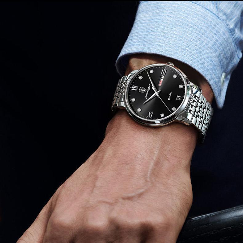 Новые роскошные мужские часы высшего бренда с коробкой, мужские водонепроницаемые светящиеся модные мужские кварцевые часы