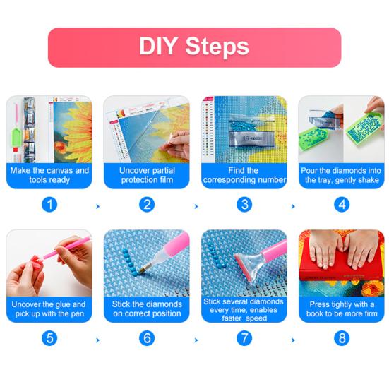 1 Set Diamond Painting Kit Cute Cat Pattern Stress Relief Confidence Boost Relaxation Activity DIY Diamond