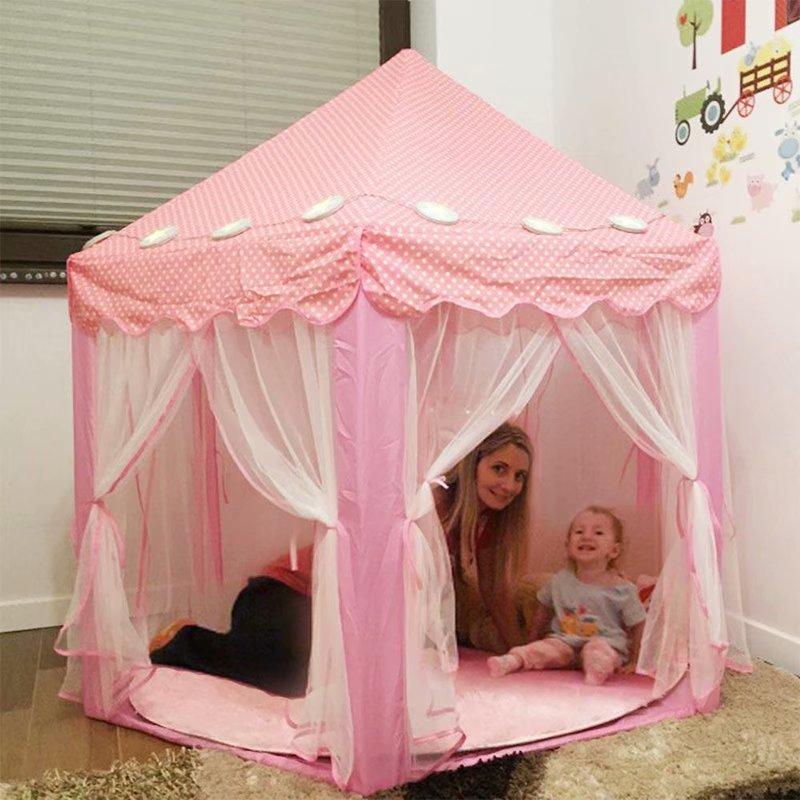 Large Princess Castle Children Indoor Play Tent Portable Tulle Garden Folding Play Tent Playhouse