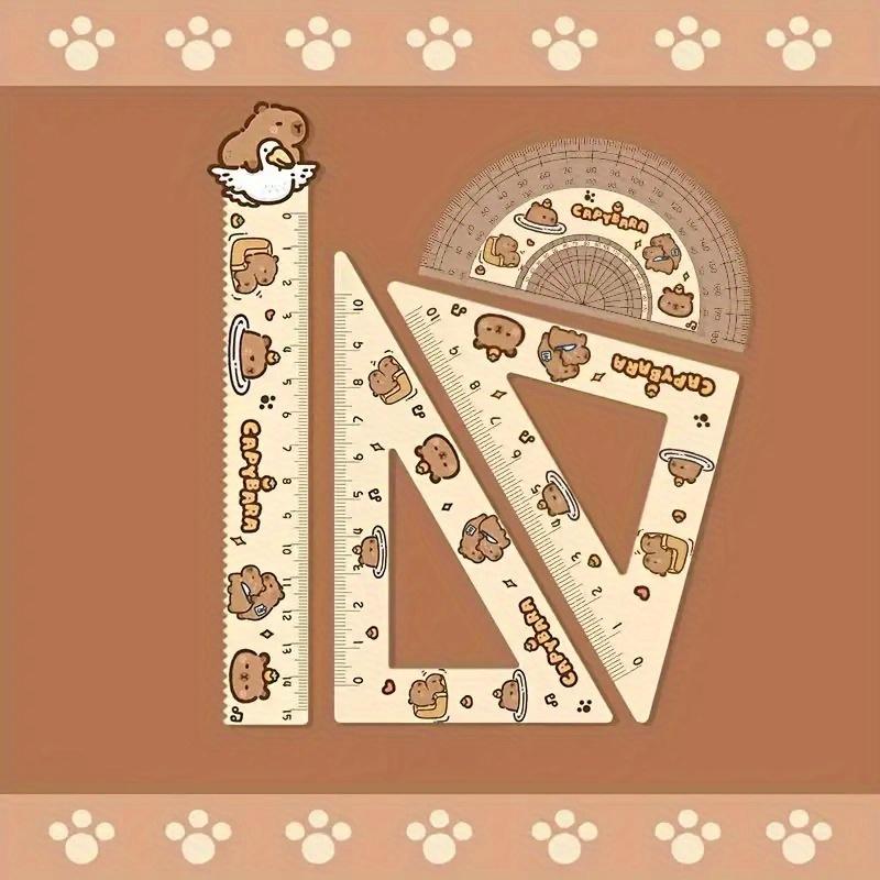 4 шт./комплект Креативный акриловый набор линеек Инструменты для рисования Милый мультяшный набор гибких линеек Набор офисных принадлежностей Квадрат, Канцтовары для студентов