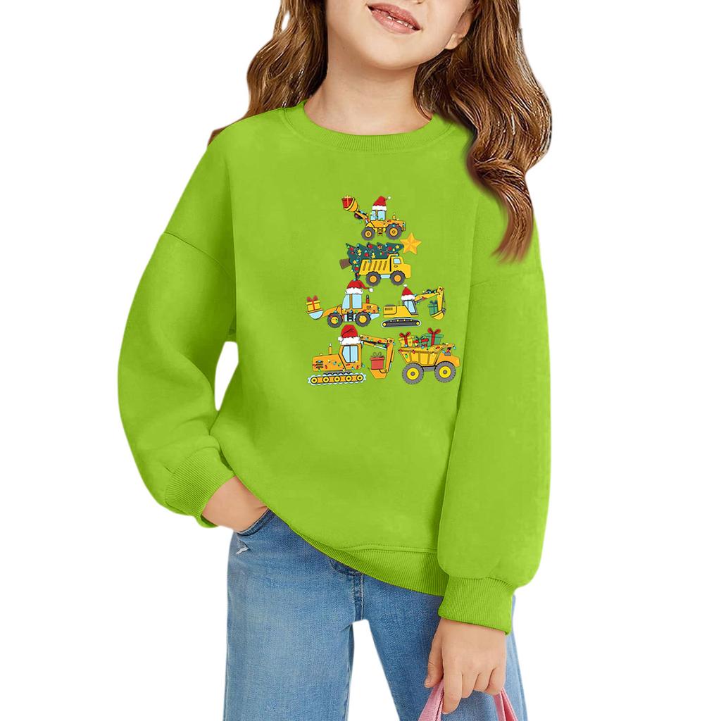 Рождественские пуловеры с круглым вырезом для девочек, детские топы с принтом