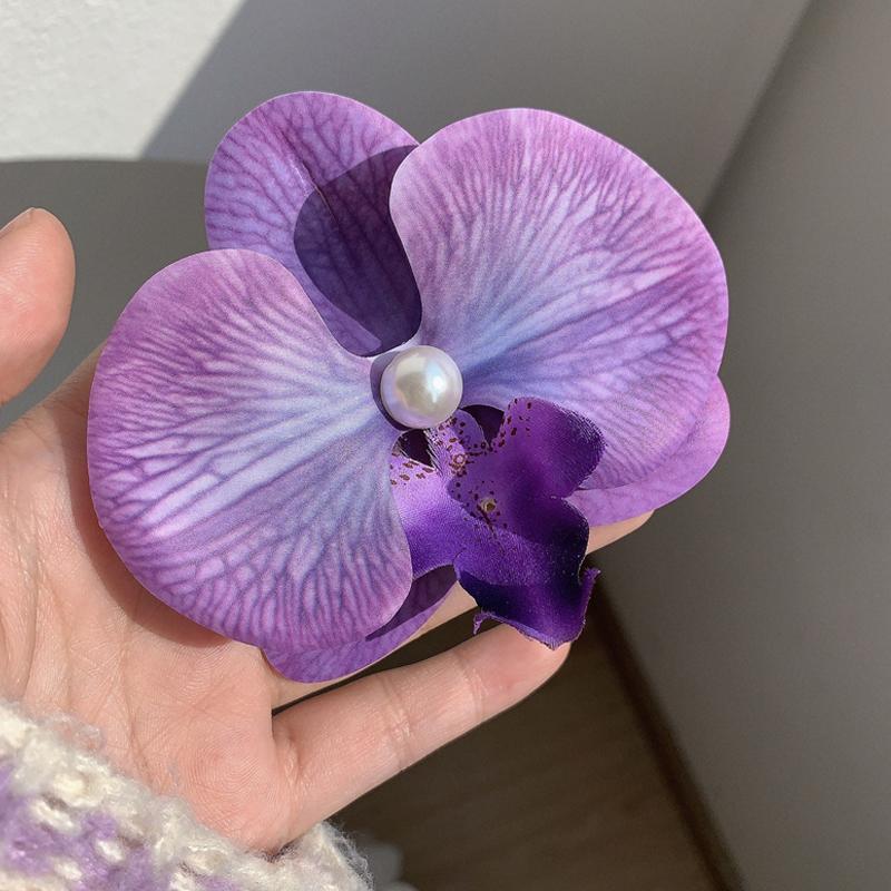 Заколка для волос орхидея 8,5 см для женщин, искусственные цветочные шпильки, милая свадебная вечеринка