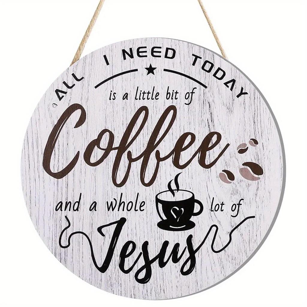 1pc 2d Flat Wood Coffee Signs Decor for Coffee Bar Wood Farmhouse Wall Sign - 20cm Decor for Kitchen Home Office Cafe Coffee Station Housewarming Gift