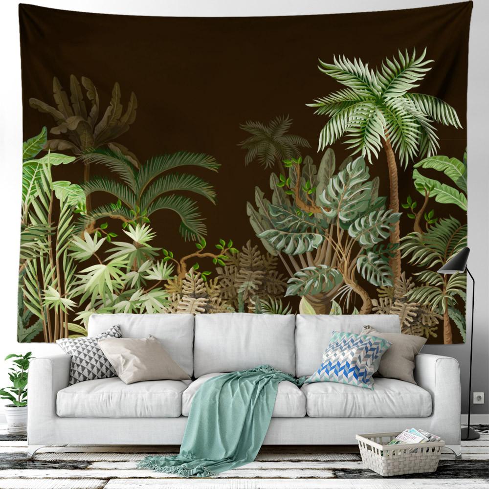 Green Plant Flower Tapestry Tropical Plant Series Hanging Landscape Flower Indoor Tapestry Room Decoration Aesthetics Bedroom