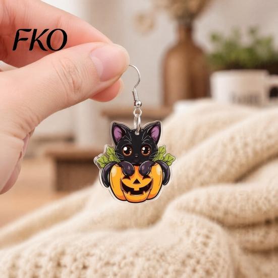 Легкие Мультяшные Серьги Хэллоуин Черная Кошка Тыква Висячие Серьги, Милые Животные Серьги-Подвески Праздничный Костюм для Женщин Девочек, Оригинальный Подарок Вечеринка