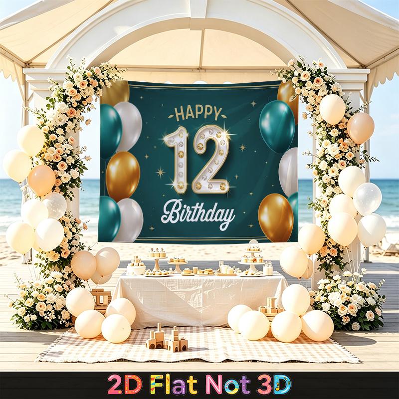 1pc Gold Birthday Backdrop - Home Party Decor