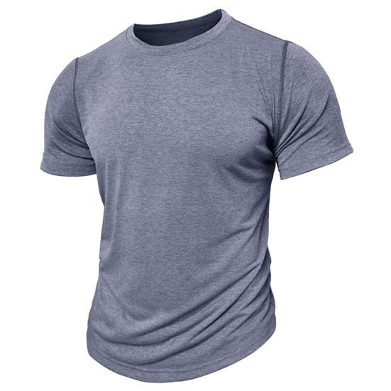 Men's Round Neck T-shirt Cotton Solid Color Short Sleeve Basic Tee Pullover