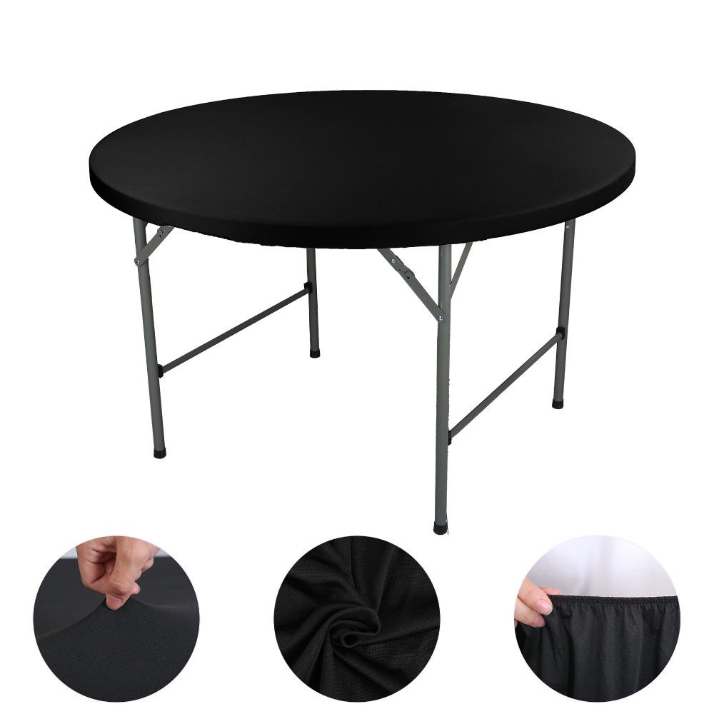Diameter 48/60in Stain-Resistant Tablecloth Elastic Picnic Table Cloth Round Table Cover Camping