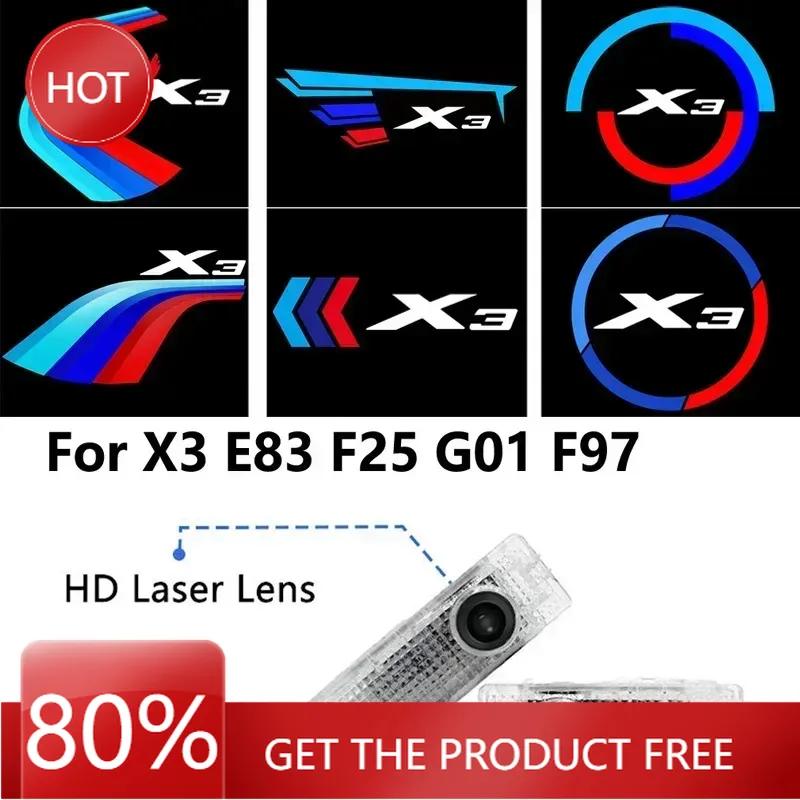 BAAY1 2pcs For BMW X3 E83 F25 G01 F97 LED Car Door Light Laser Projector Welcome Lamp logo Welcome bulb Auto Accessories