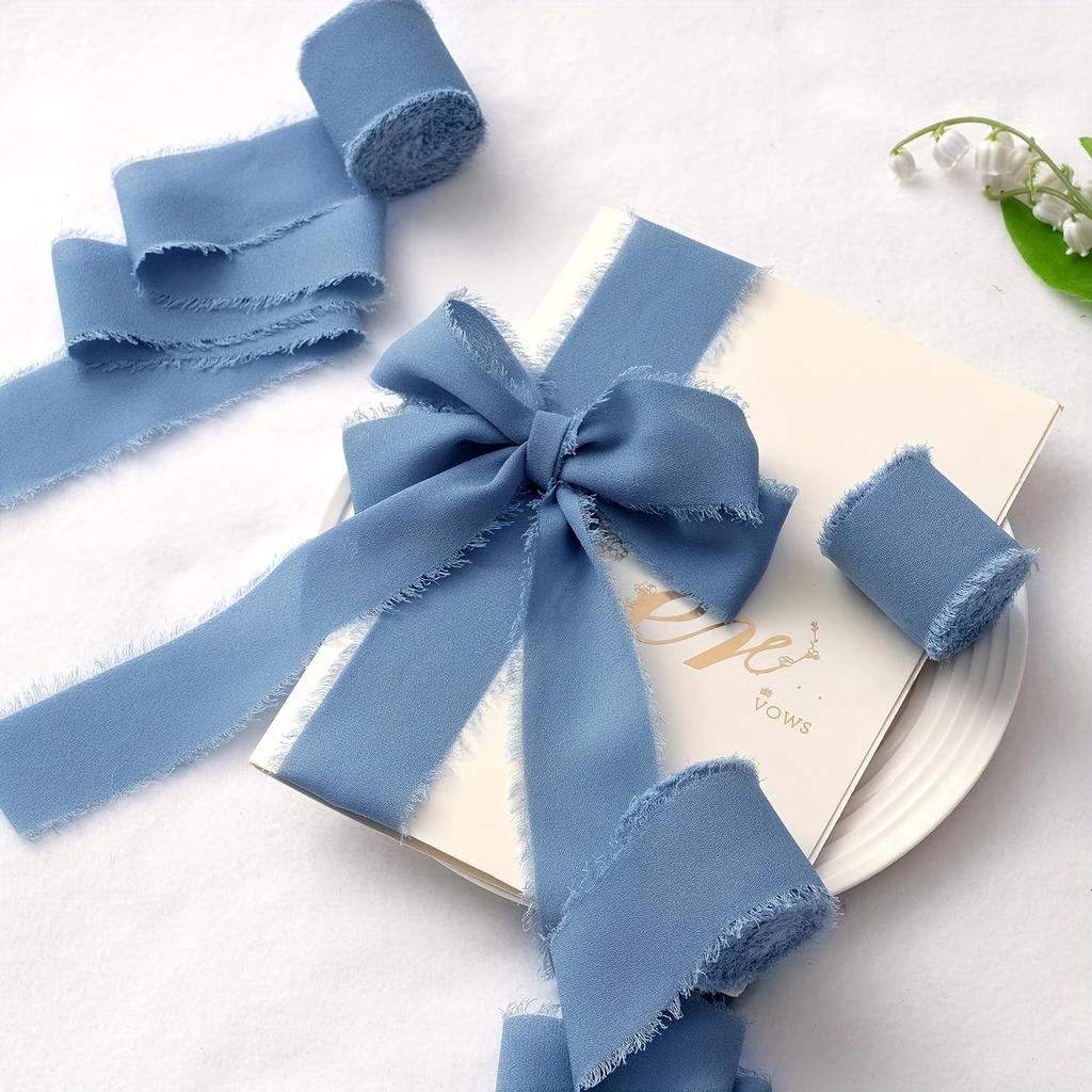 Chiffon Ribbon Bow with Frayed Edges for Weddings and Floral Arrangements