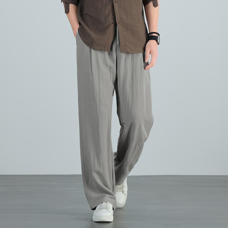 Tencel Linen Loose Straight Leg Pants for Men