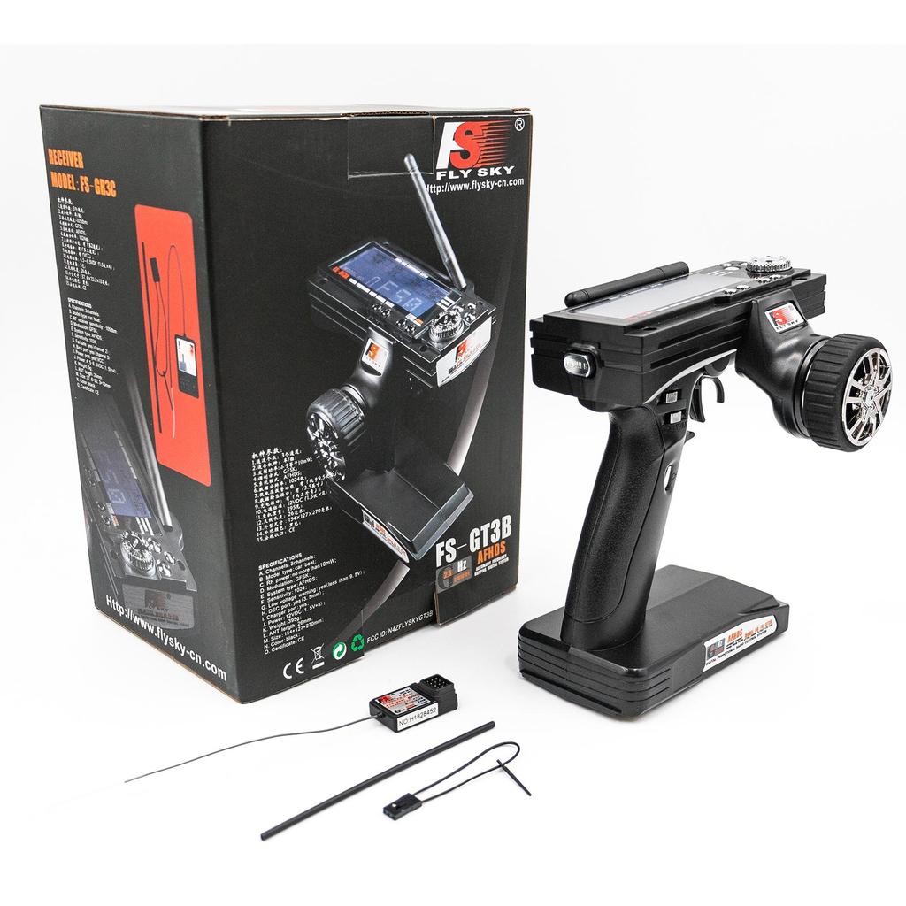 Flysky FS-GT3B 2.4G 3CH Low Power Consumption Radio Model Remote Control with LCD Screen Display Transmitter & Receiver for RC Car Boat