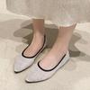 European and American Women's Shoes 2024 New Pointed Mesh Breathable Low Heel Fashion Simple Flat Sole Single Shoe Zapatos Mujer