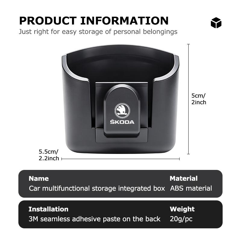 PBMN1 For Skoda Car Remote Key Storage Box Organizer Sunglasses Holder Card Clip Kamiq MK3 Roomster Rapid Kodiaq Karoq Fabia Enyaq