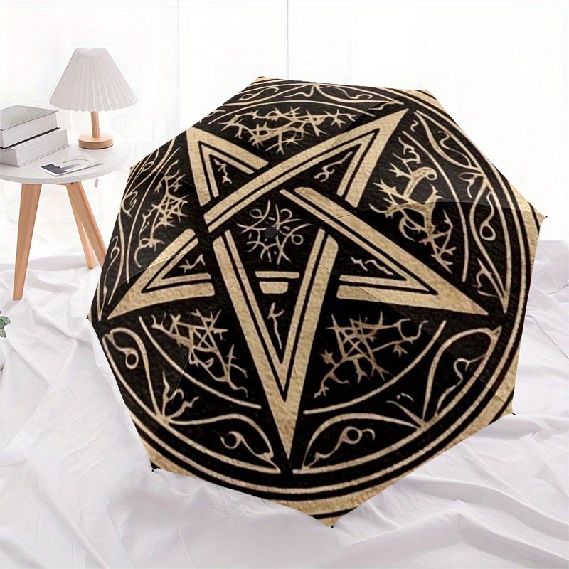 Pentagram Symbol Umbrella, Portable 3-Fold Umbrella for Men & Women,