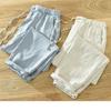 Summer New Pure Linen Pants Men Daily Casual Jogging Baggy Nine Pants Drawstring Elastic Waist Japanese Retro Style Men Trousers