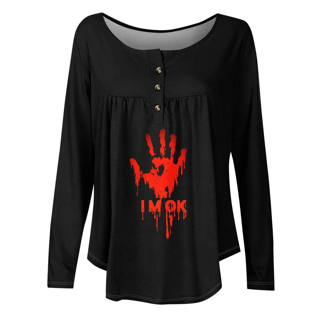 Женская туника с длинным рукавом, свободные топы, повседневные топы оверсайз, плиссированная туника, застегивающаяся на пуговицы, повседневные женские топы с принтом