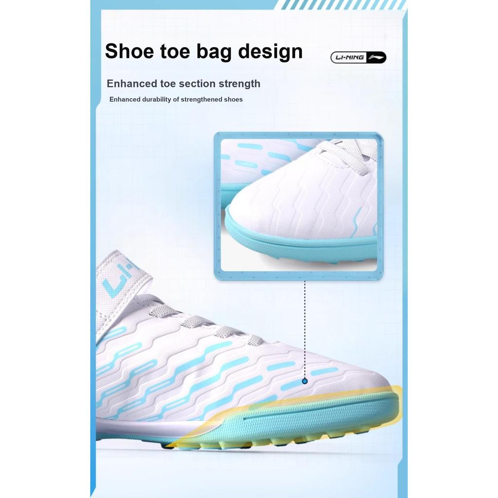 Li Ning удобные повседневные нескользящие амортизирующие низкие детские футбольные бутсы детские футбольные бутсы синие белые YKGU010-1