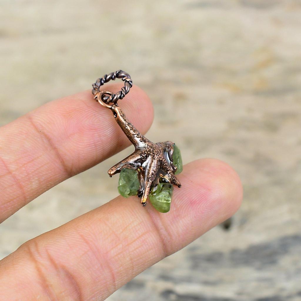 Green Tourmaline Rough Pendant Electroformed Copper Pendant Handmade Jewelry Original Gemstone Pendant Electroformed Jewelry Gift For Mother