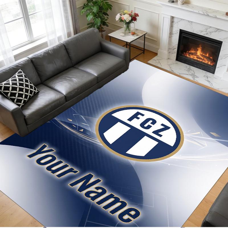 Crystal Velvet Rug Custom Name Text, Soft Non Slip Floor Mat Home DecorFC Zürich