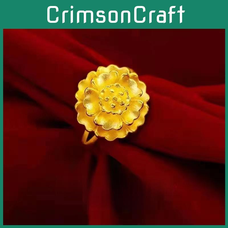 Позолоченное кольцо «Пион» для женщин, с регулируемым размером и нежным цветочным дизайном