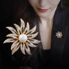 High-End Pearl Sunflower Brooch, Exquisite Design Sense Coat Corsage Pin Accessories