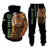 The Tiger 3D Printed Men's Hooded Sweatshirt Set Pants Men's Sportswear Tracksuit Long Sleeve Autumn Winter Men's Clothing Suit