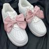 Single Sale White Pink Bowknot Shoe Decoration Charms Accessorie Satin Ribbon DIY  Canvas Sneakers Shoe Buckle Wholesale