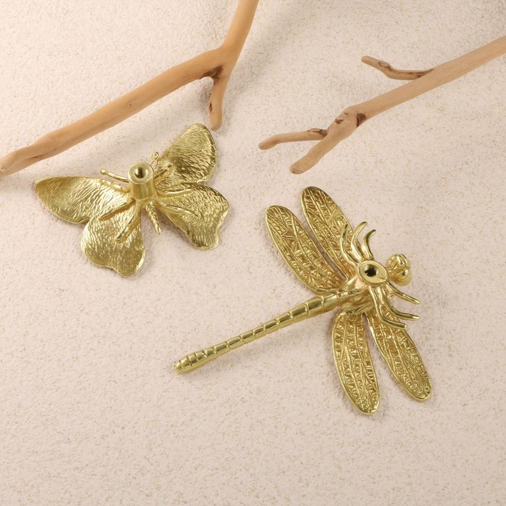 Ретро Бабочка/Стрекоза Латунная Ручка Винтажный Шкаф Ручки Ящика Дверные Ручки Шкафа Мебель