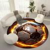 Fire Flame Football Theme Flannel-printed round floor mats are slip-resistant Suitable for living bedroom terrace garden carpets