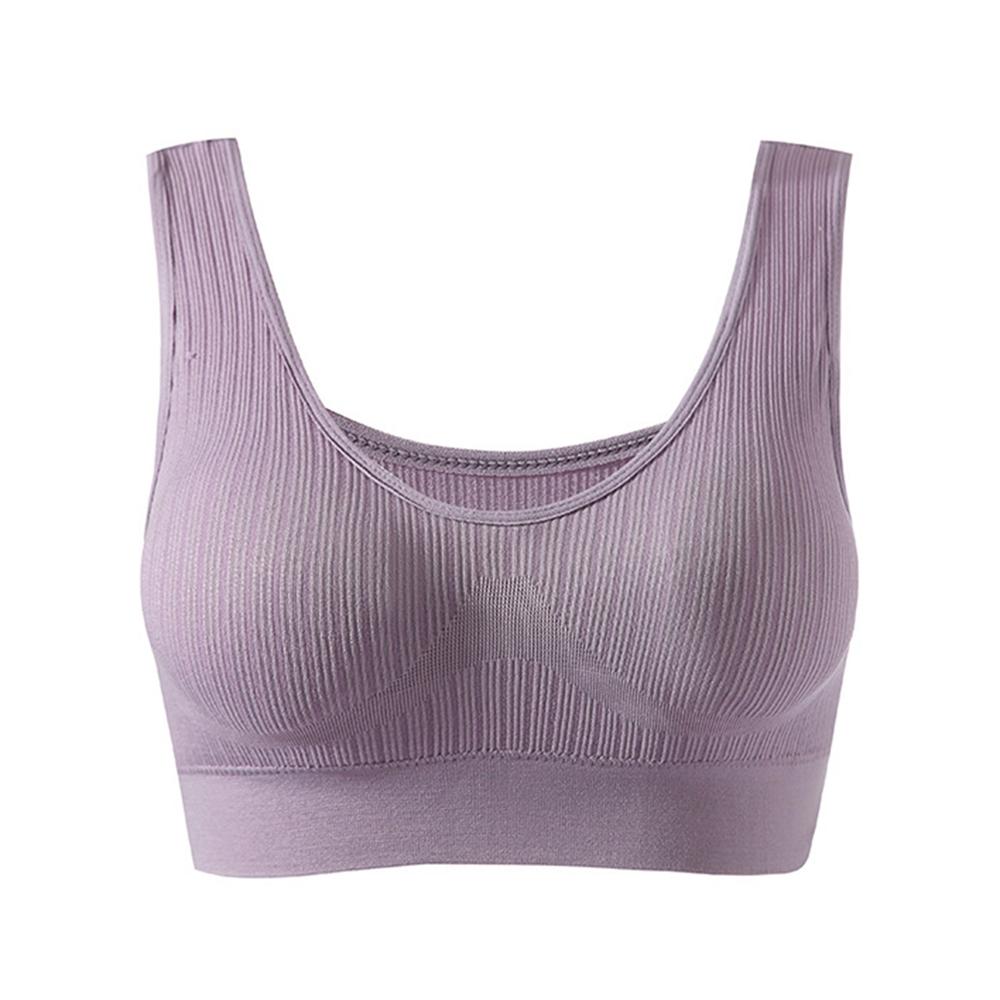 Women's Yoga Fitness Underwear High Elastic Chest Support Gathering Bra Solid U-back Anti-Expose Casual Workout Bralette