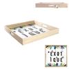 Les Trésors De Lily [Q7744] - Multicolored Beige 'Tropical' Glazed Wooden Serving Tray (Exotic) - 40x40x5 Cm