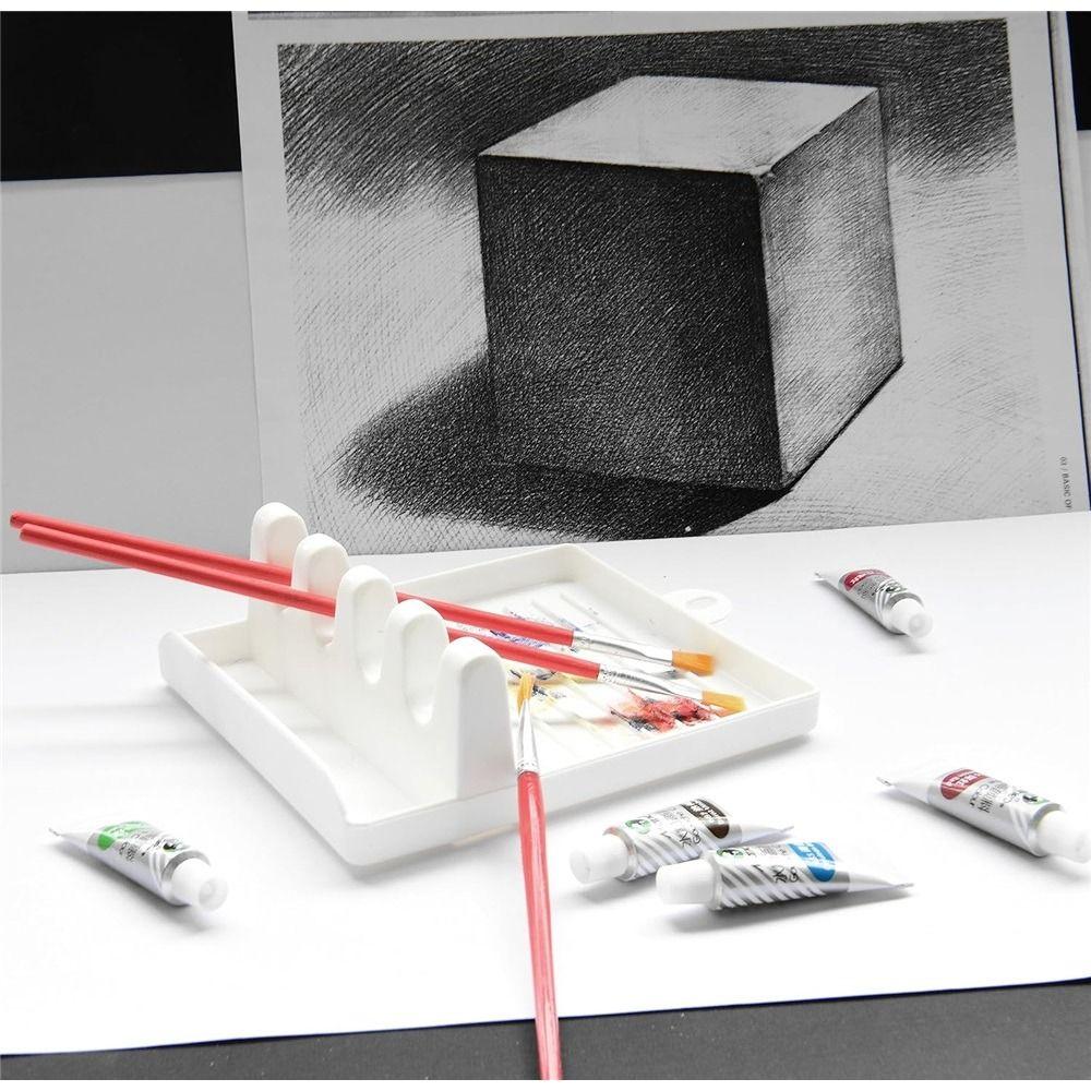 Plastic 4 Slots Paint Brush Rest Holder Non-slip Cookware Storage Paintings Brushes Rests Display Stand Multifunctional