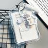 ID Badge Holder with Keychain And Spring Rope Silicone Card Sleeve with Clear Window Photo Card Protective Case with Bell Decor