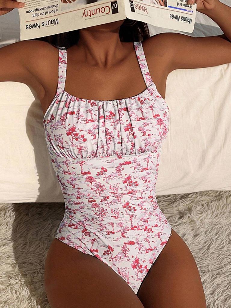Women's High-Waisted Printed One-Piece Swimsuit - New European and American Style
