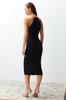 Women's Fashionable New Dress Black Fitted Elegant Evening Dress with Woven Accessories