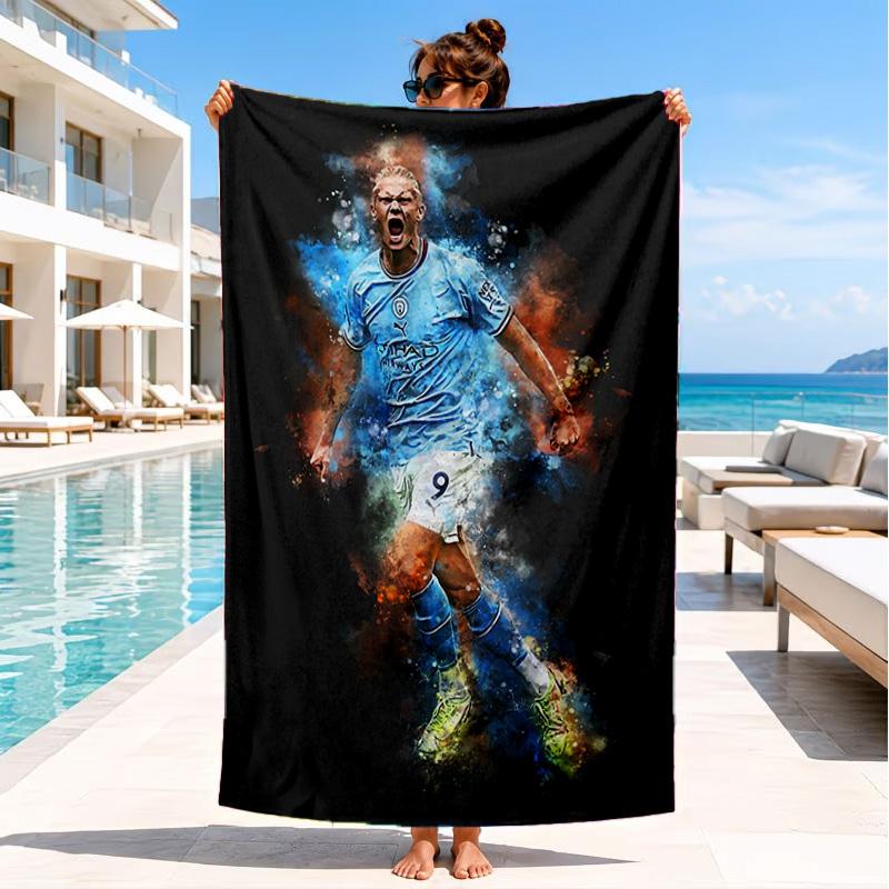 Haaland's Number 9 Journey Beach Towel, Quick-drying, Easy to Care for, Suitable for Both Fitness and Beach Vacations,Sports Essential