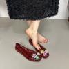 Transparent Crystal Jelly Sandals Hollow Out Slippers Korean Style Flat Shoes Women's Square Toe Shallow Slip On Ballet Loafers