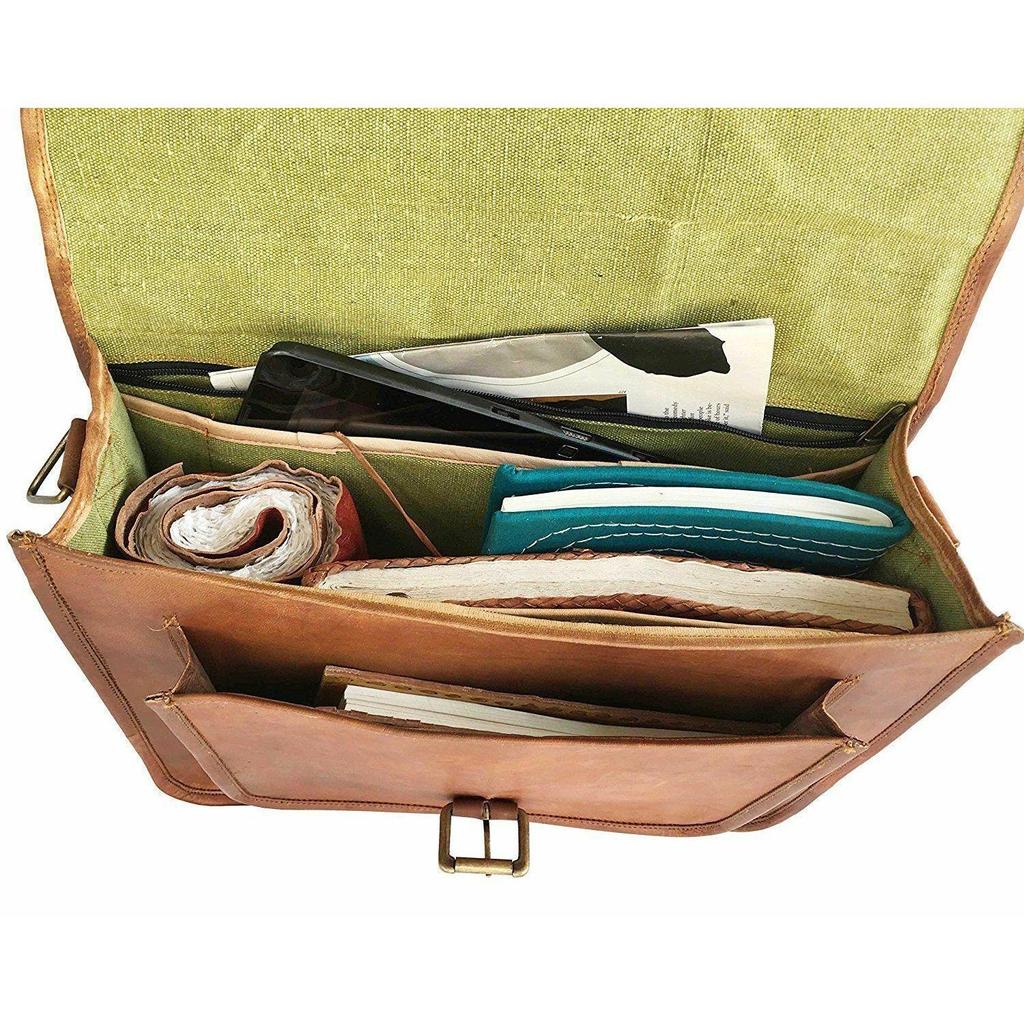 Новая мужская сумка из натуральной козьей кожи, винтажная коричневая сумка через плечо для ноутбука, портфель