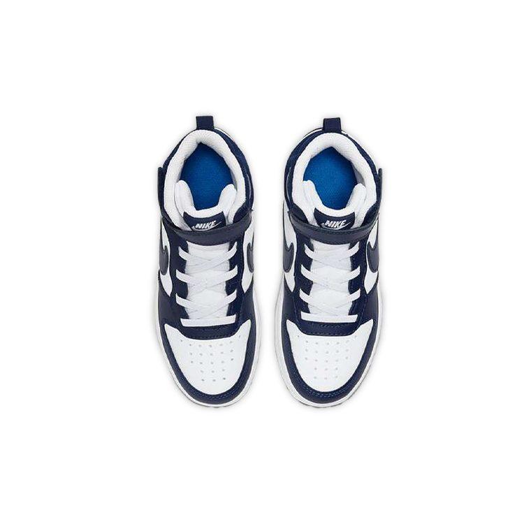 Nike Кроссовки Court Borough Mid 2 из коровьей кожи, средняя высота, для скейтбординга, детские, белые с синим, для детей 3-7 лет, CD7783-107
